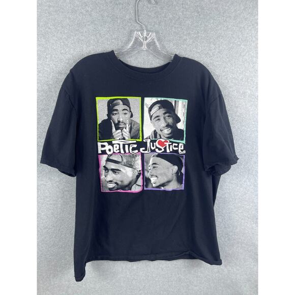 Philco Poetic Justice Tupac Shirt Size XL Black Short Sleeve 90s Rap Hip Hop Tee - Picture 1 of 8
